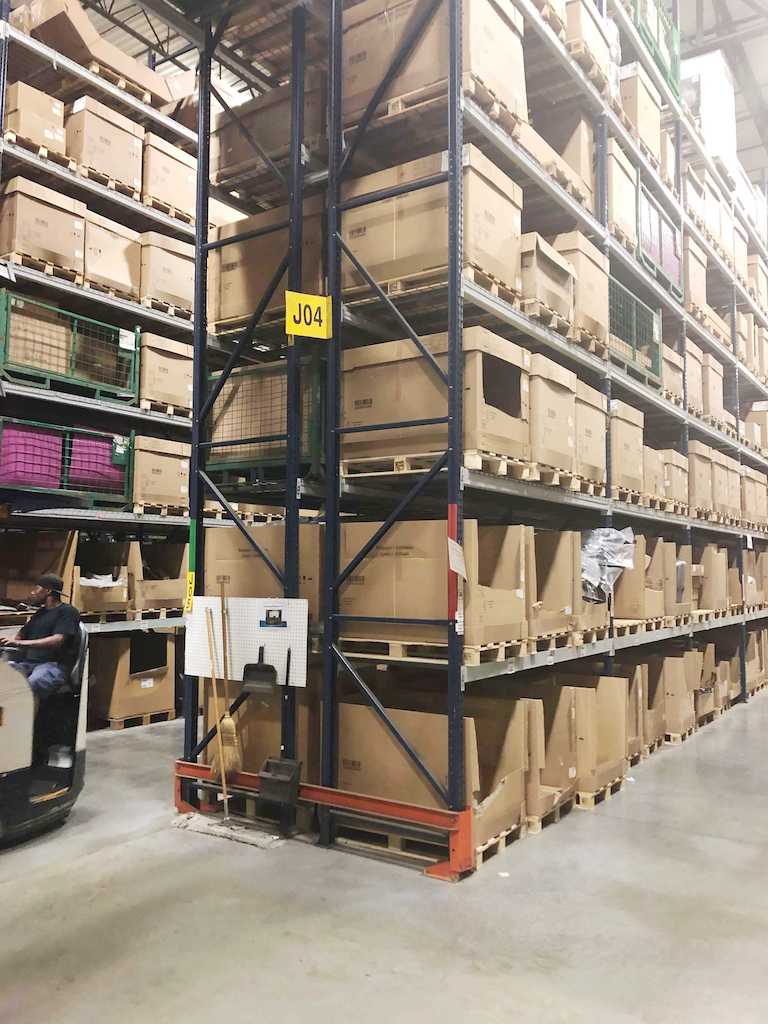 pallet racking loaded with warehouse inventory