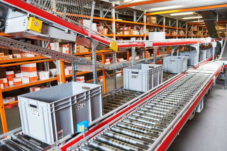 Automated conveyor system with storage bins