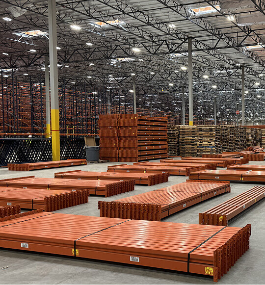 Warehouse filled with stacked materials