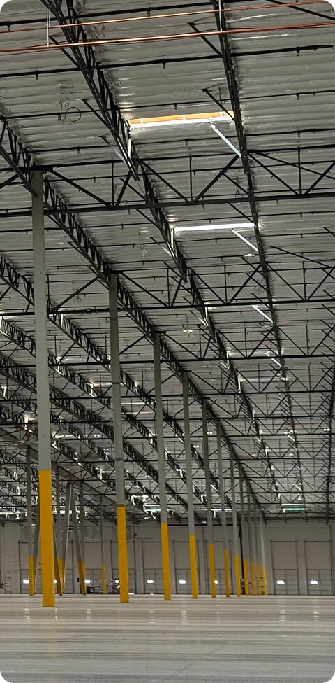 Spacious industrial warehouse interior view