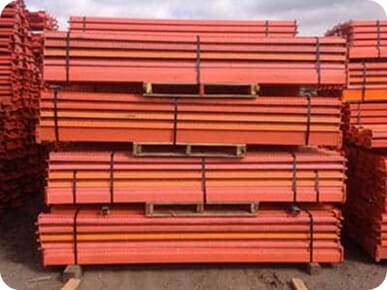 Stacked orange construction materials
