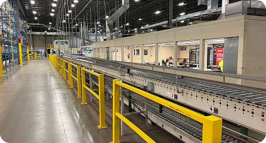 Conveyor belt in industrial facility