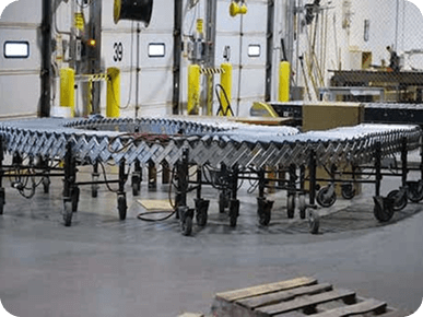 Conveyor system in industrial warehouse