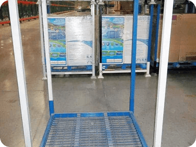 Empty metal storage rack in warehouse