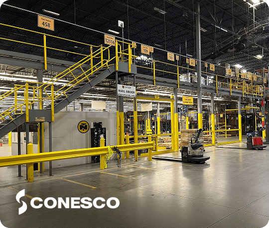 Industrial warehouse with mezzanine levels