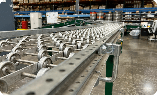 Conveyor belt in a warehouse setting