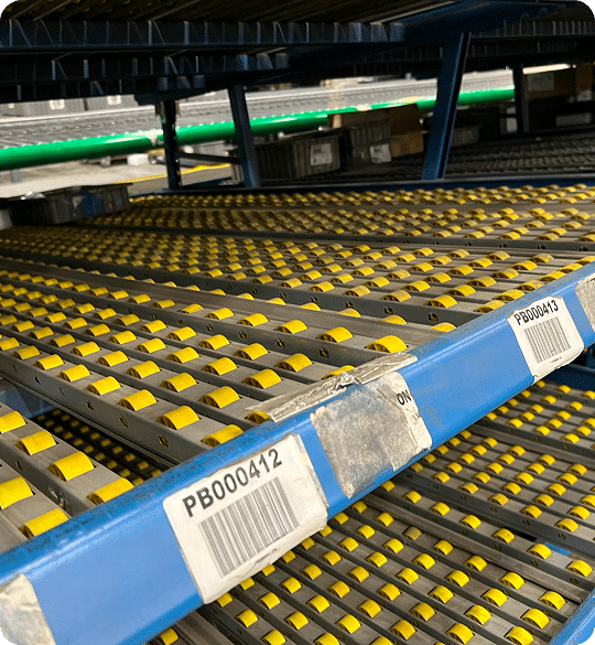 Storage shelves with labeled items