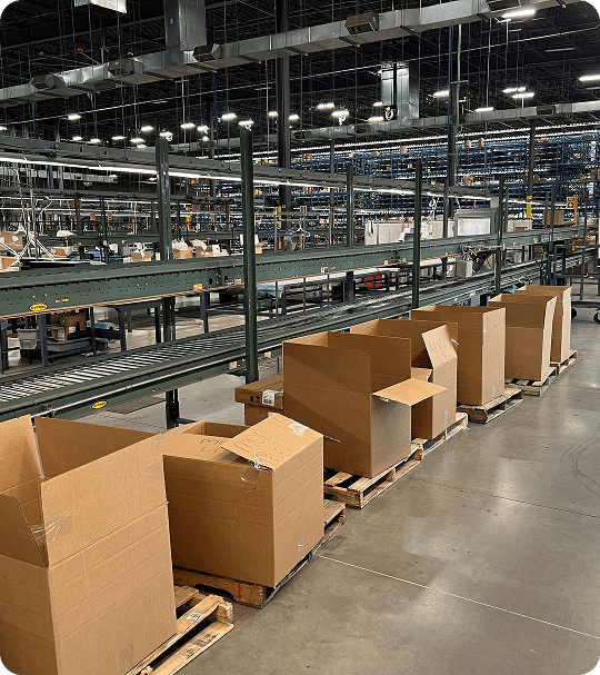 Empty boxes in a warehouse setting