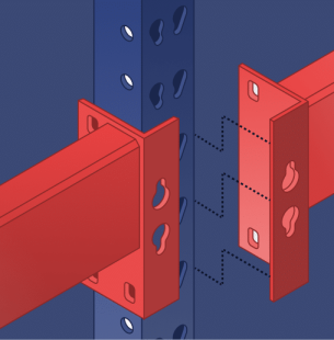 Red and blue structural connection detail